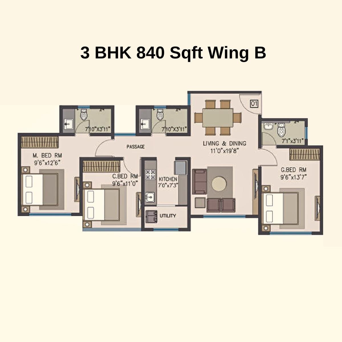 Pride-Panoroma-Typical-Floor-Plan-Wing-B-3-BHK-840-Sqft